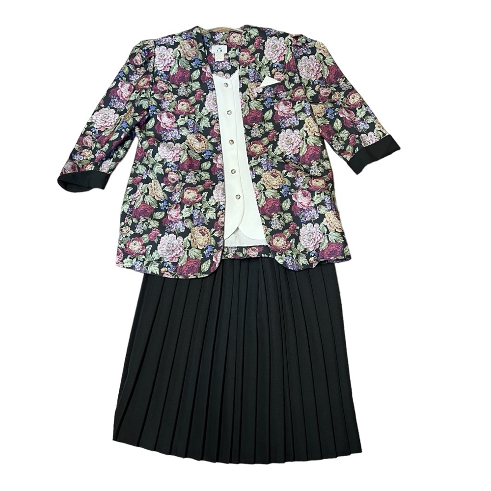 Vintage Womens CB New York 2pc Floral Pleated Skirt Set NWT